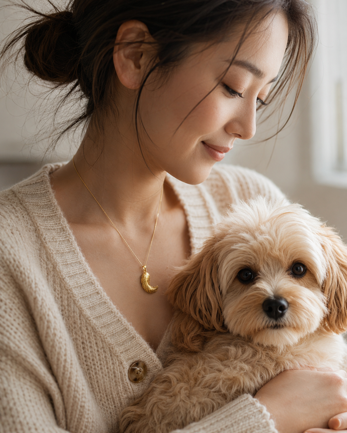 犬のしっぽペンダント 着用イメージ
